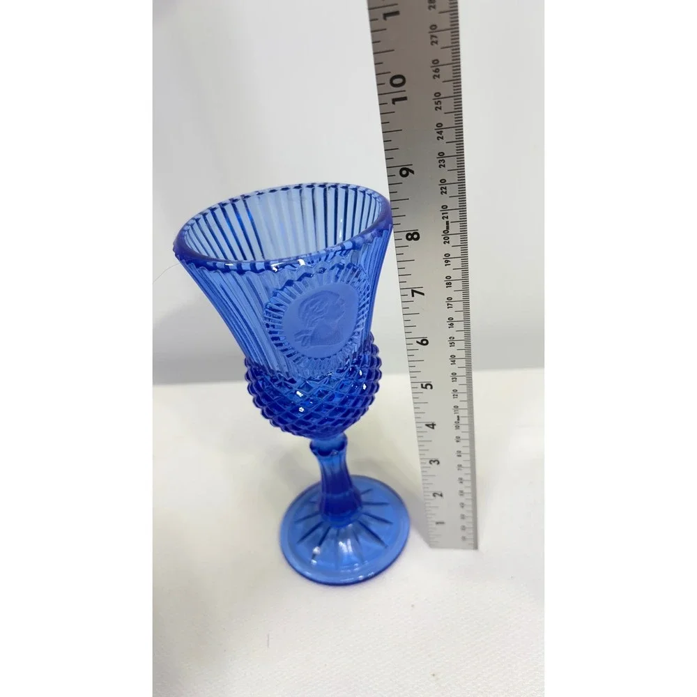 Vintage Glass Cape Cod Cobalt Blue Cameo Portrait Goblet 7.5